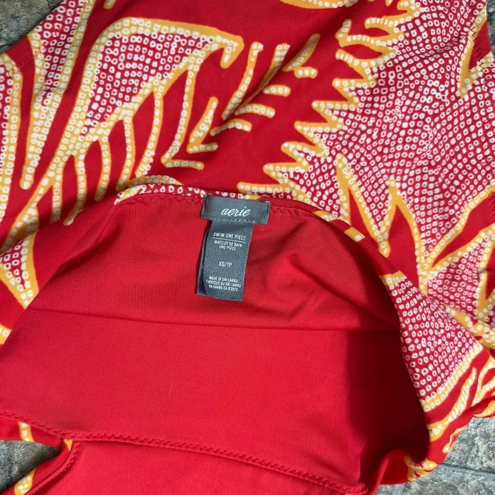 Aerie Red Coral Floral Monokini One Piece Swimsuit XS
